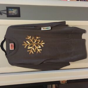 Gray Tipsy Elves Sequin Snowflake Tunic or Dress, XL